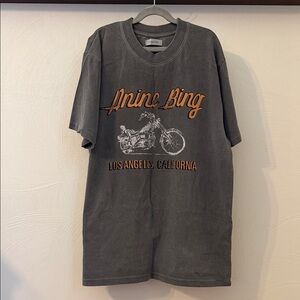 Anine Bing Charcoal T-Shirt with Orange Graphic